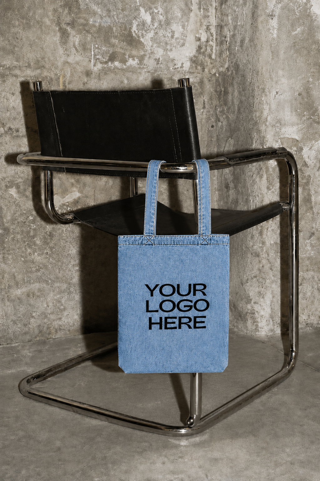 Denim Tote Bag With Pocket